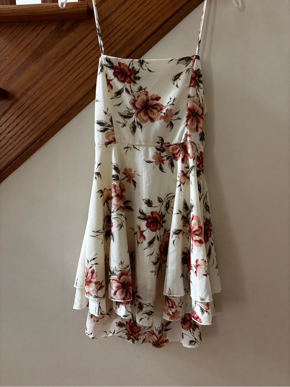 Windsor Cream Floral Tie Back Fit & Flare Mini Dress Size Small